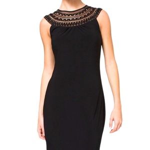 WHBM White House Black Market Black Embellished Shift Dress
